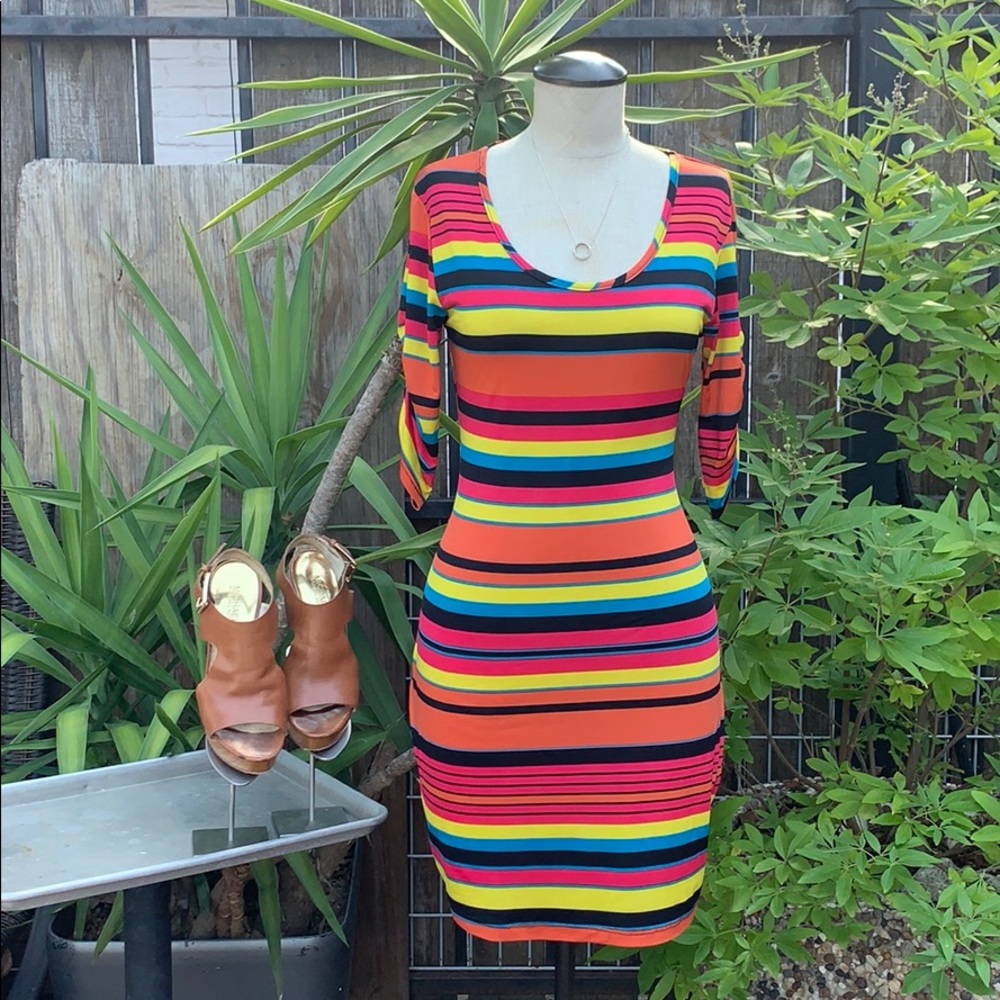 Mi manehi stretch stripe colored dress
